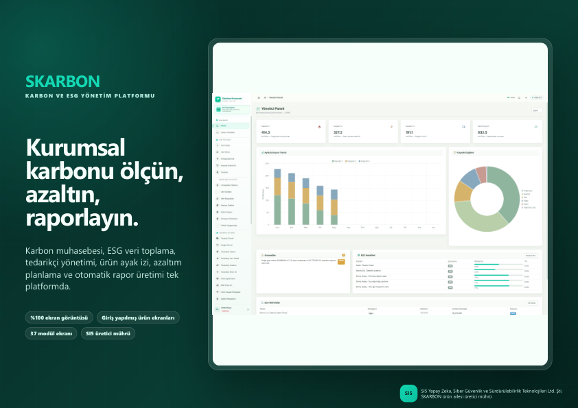 SKARBON karbon ve ESG yönetim platformu ekranı